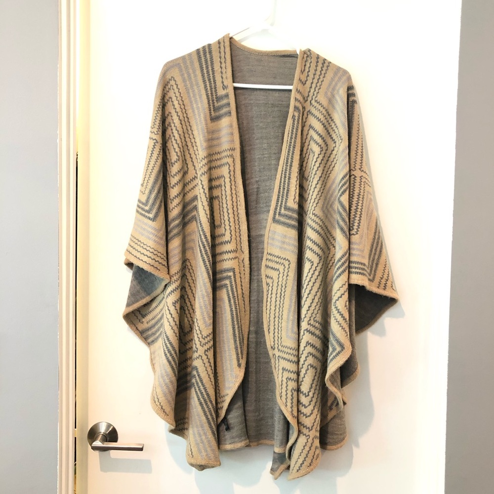 Blue and Beige wrap sweater